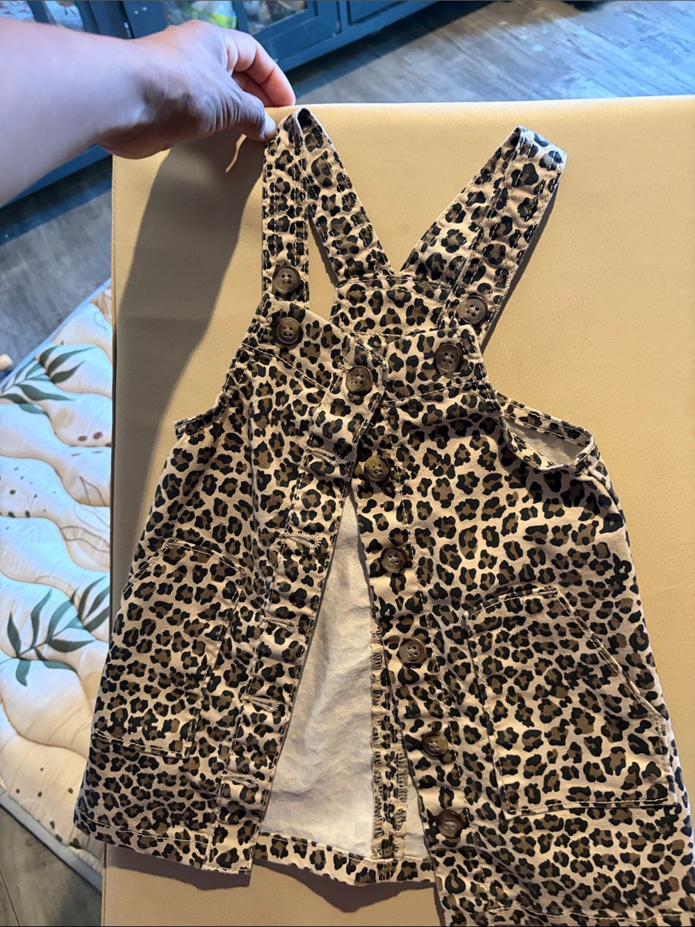 wonder nation Leopard Print Beige and Black Pinafore Dress